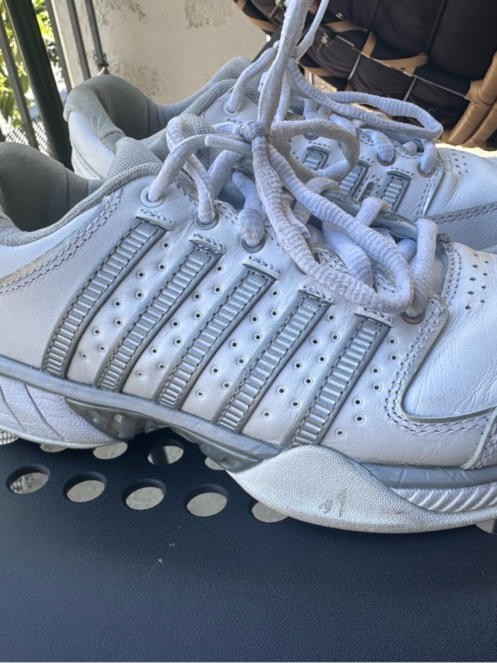 K-Swiss White and Light Gray Lace-Up Sneakers - Picture 2 of 5